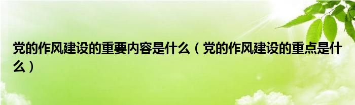 党的作风建设的重要内容是什么（党的作风建设的重点是什么）