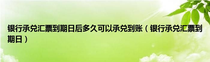 银行承兑汇票到期日后多久可以承兑到账（银行承兑汇票到期日）