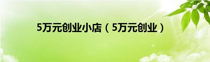 5万元创业小店（5万元创业）