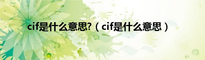 cif是什么意思?（cif是什么意思）