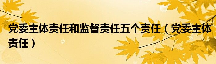 党委主体责任和监督责任五个责任（党委主体责任）