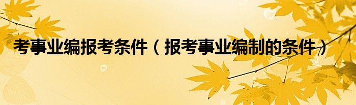 考事业编报考条件（报考事业编制的条件）