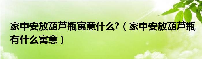 家中安放葫芦瓶寓意什么?（家中安放葫芦瓶有什么寓意）