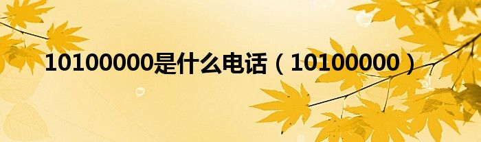 10100000是什么电话（10100000）