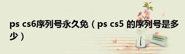 ps cs6序列号永久免（ps cs5 的序列号是多少）