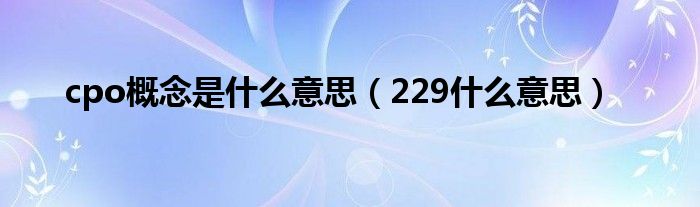 cpo概念是什么意思（229什么意思）