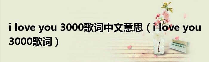 i love you 3000歌词中文意思（i love you 3000歌词）