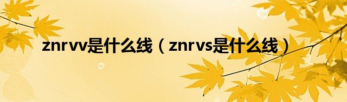 znrvv是什么线（znrvs是什么线）