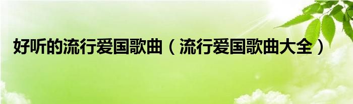 好听的流行爱国歌曲（流行爱国歌曲大全）