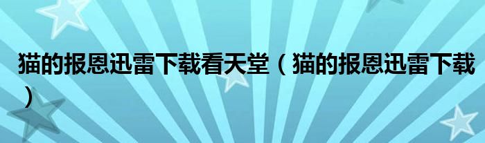 猫的报恩迅雷下载看天堂（猫的报恩迅雷下载）