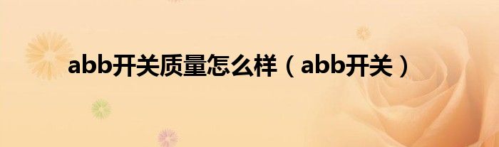 abb开关质量怎么样（abb开关）