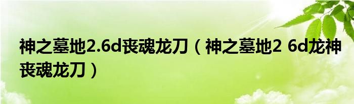 神之墓地2.6d丧魂龙刀（神之墓地2 6d龙神丧魂龙刀）