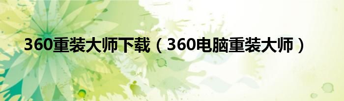 360重装大师下载（360电脑重装大师）