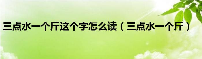 三点水一个斤这个字怎么读（三点水一个斤）