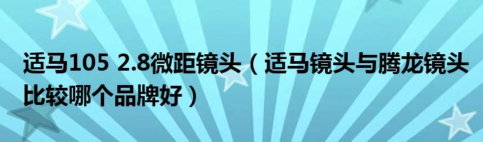 适马105 2.8微距镜头（适马镜头与腾龙镜头比较哪个品牌好）