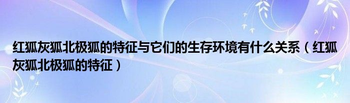 红狐灰狐北极狐的特征与它们的生存环境有什么关系（红狐灰狐北极狐的特征）