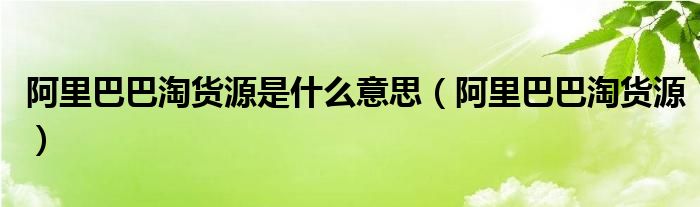 阿里巴巴淘货源是什么意思（阿里巴巴淘货源）