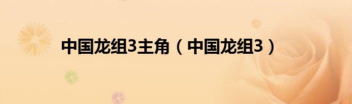 中国龙组3主角（中国龙组3）