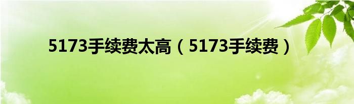 5173手续费太高（5173手续费）