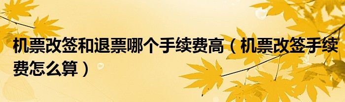 机票改签和退票哪个手续费高（机票改签手续费怎么算）