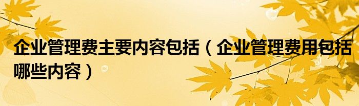 企业管理费主要内容包括（企业管理费用包括哪些内容）