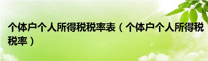 个体户个人所得税税率表（个体户个人所得税税率）