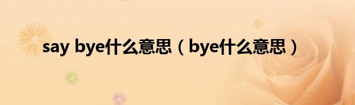 say bye什么意思（bye什么意思）