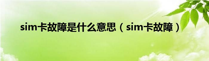 sim卡故障是什么意思（sim卡故障）