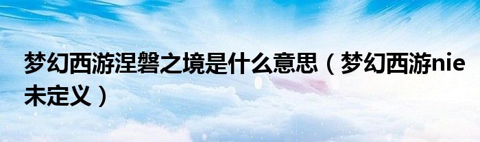 梦幻西游涅磐之境是什么意思（梦幻西游nie未定义）