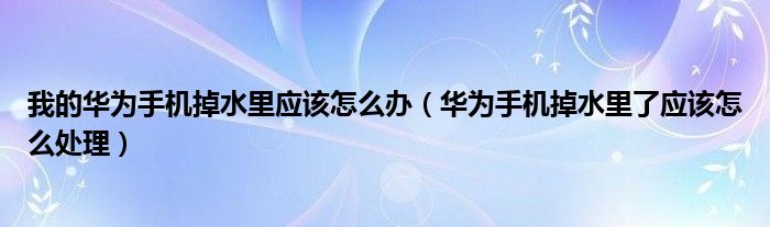 我的华为手机掉水里应该怎么办（华为手机掉水里了应该怎么处理）