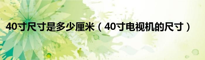 40寸尺寸是多少厘米（40寸电视机的尺寸）