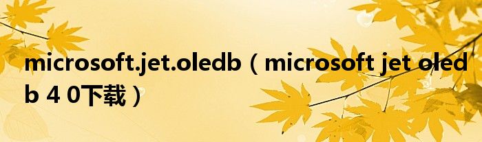 microsoft.jet.oledb（microsoft jet oledb 4 0下载）