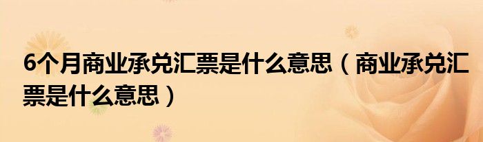 6个月商业承兑汇票是什么意思（商业承兑汇票是什么意思）