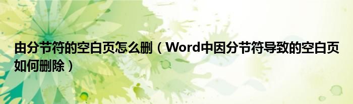 由分节符的空白页怎么删（Word中因分节符导致的空白页如何删除）