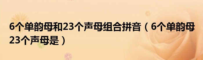 6个单韵母和23个声母组合拼音（6个单韵母 23个声母是）