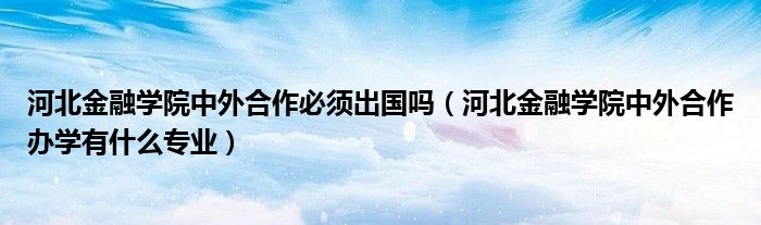 河北金融学院中外合作必须出国吗（河北金融学院中外合作办学有什么专业）