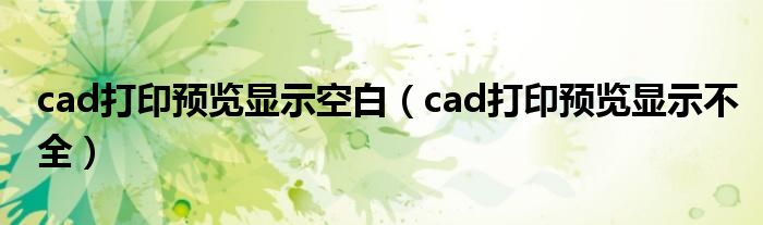 cad打印预览显示空白（cad打印预览显示不全）