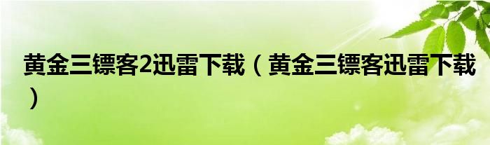 黄金三镖客2迅雷下载（黄金三镖客迅雷下载）