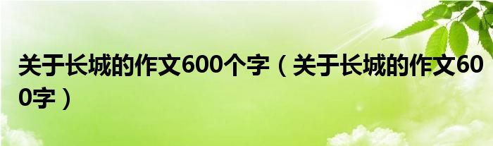 关于长城的作文600个字（关于长城的作文600字）