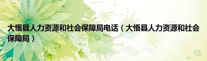 大悟县人力资源和社会保障局电话（大悟县人力资源和社会保障局）