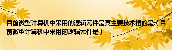 目前微型计算机中采用的逻辑元件是其主要技术指的是（目前微型计算机中采用的逻辑元件是）