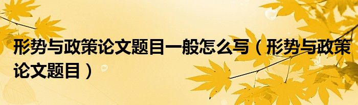 形势与政策论文题目一般怎么写（形势与政策论文题目）