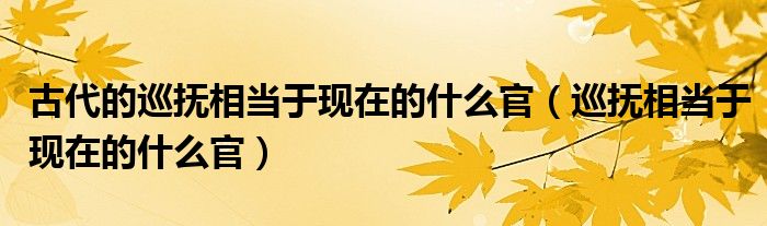 古代的巡抚相当于现在的什么官（巡抚相当于现在的什么官）