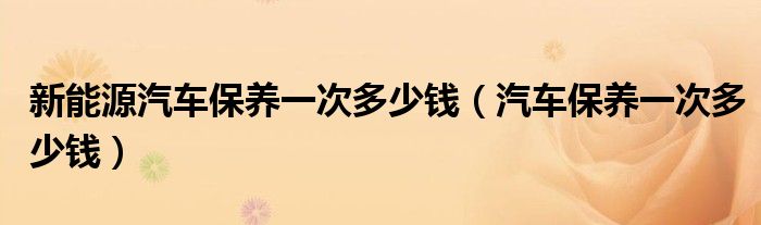 新能源汽车保养一次多少钱（汽车保养一次多少钱）