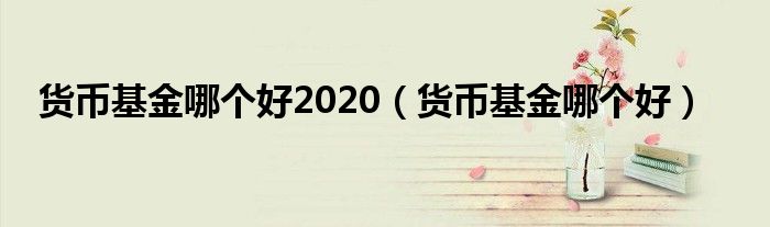 货币基金哪个好2020（货币基金哪个好）