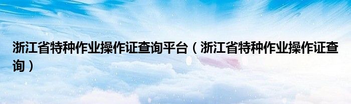 浙江省特种作业操作证查询平台（浙江省特种作业操作证查询）