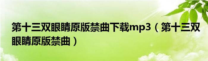 第十三双眼睛原版禁曲下载mp3（第十三双眼睛原版禁曲）