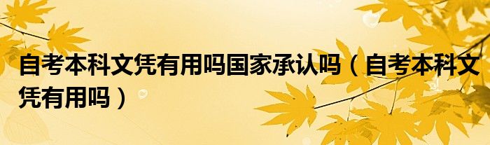 自考本科文凭有用吗国家承认吗（自考本科文凭有用吗）