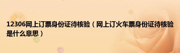 12306网上订票身份证待核验（网上订火车票身份证待核验是什么意思）