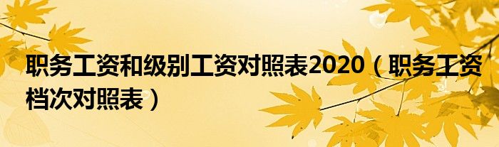 职务工资和级别工资对照表2020（职务工资档次对照表）